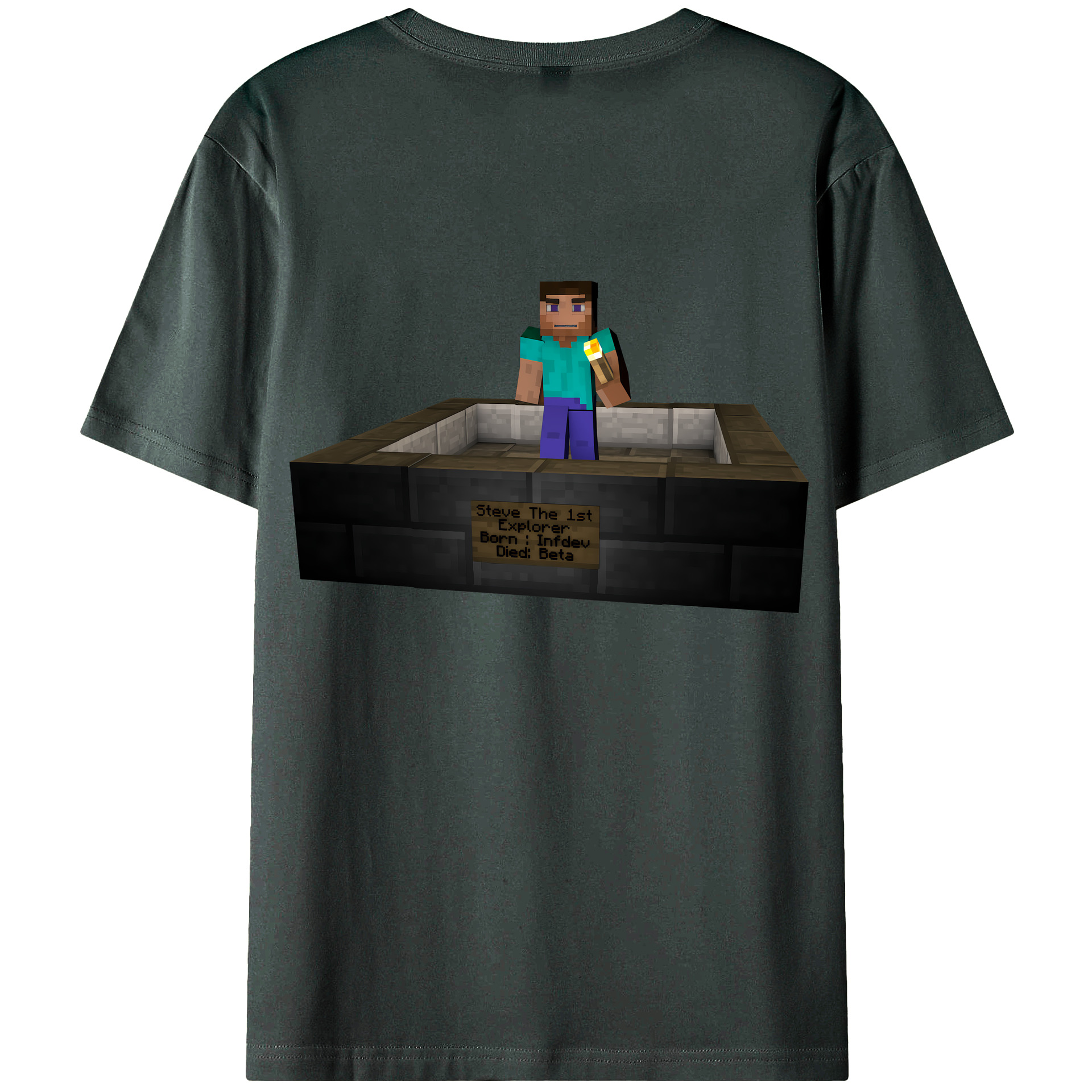 （画像用） マインクラフト ブロックの世界 Minecraft MC Block world 綿100％ メンズ半袖Tシャツ（バックプリント） 通気性